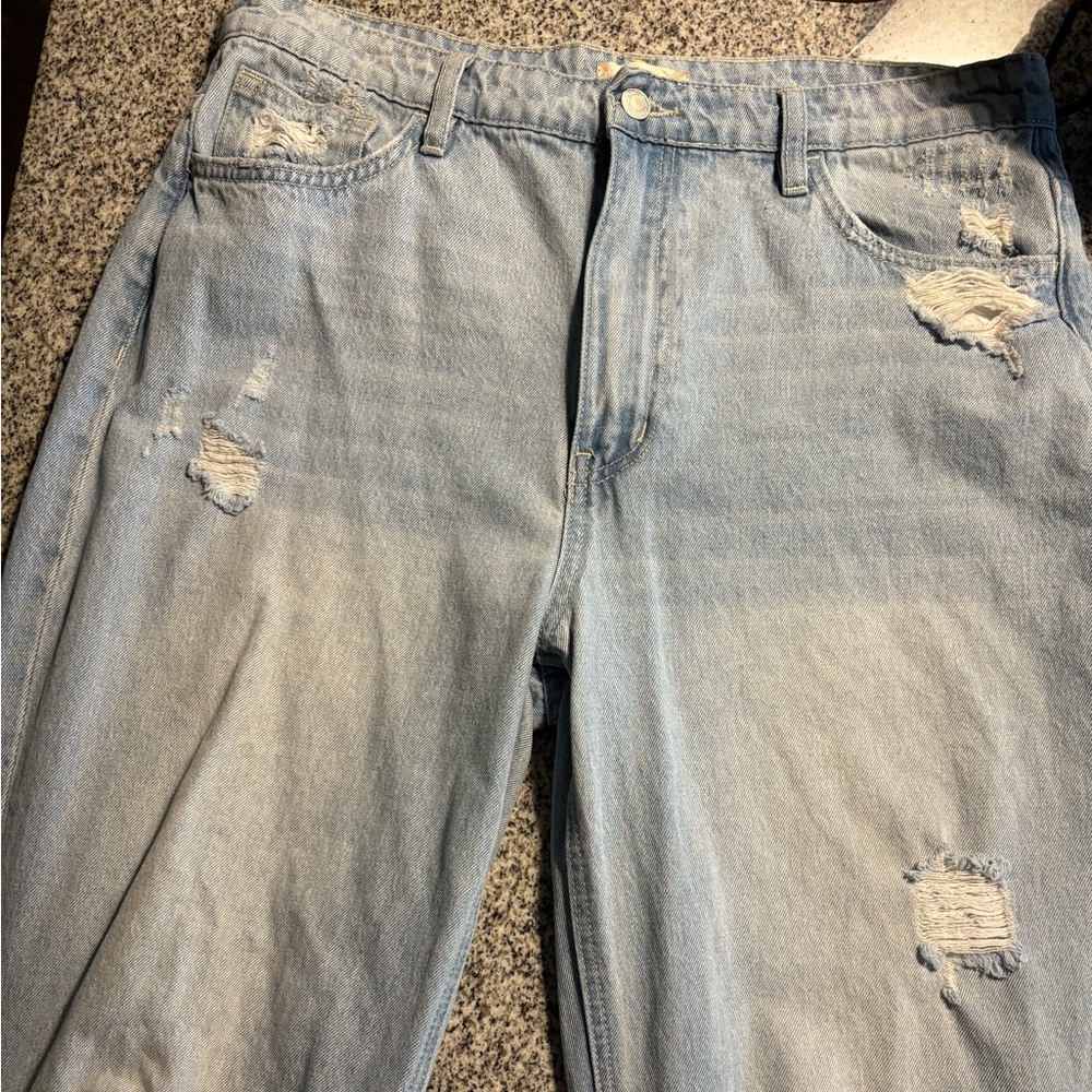 Altar'd State Light Blue Distressed Flare Jeans